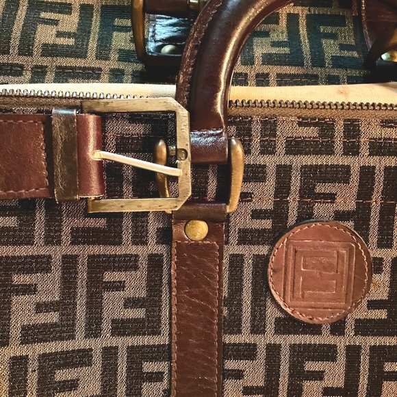 Fendi Zucca FF Jacquard Fabric Brown Travel Duffle Bag - Picture 8 of 15